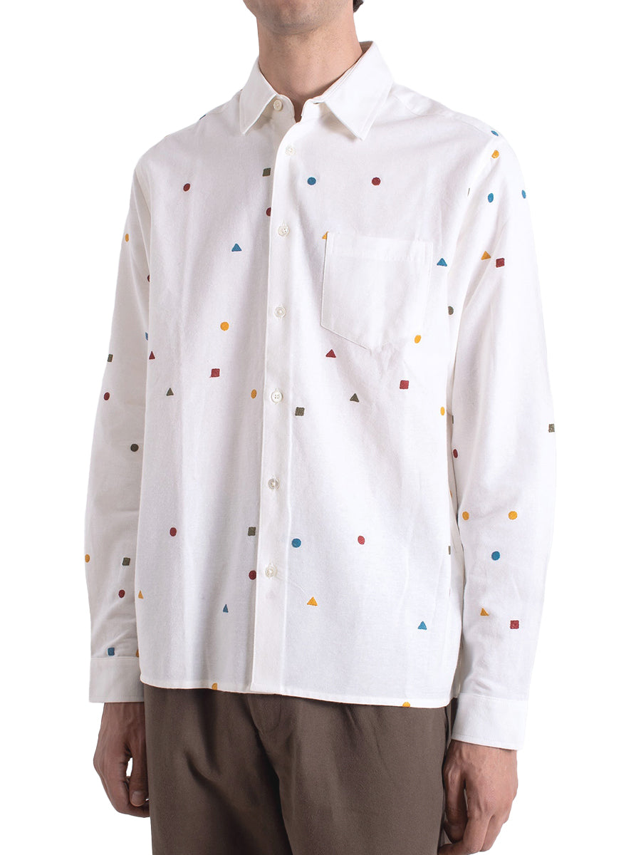 Classic Long Sleeve Shirt - White Shapes Embroidery