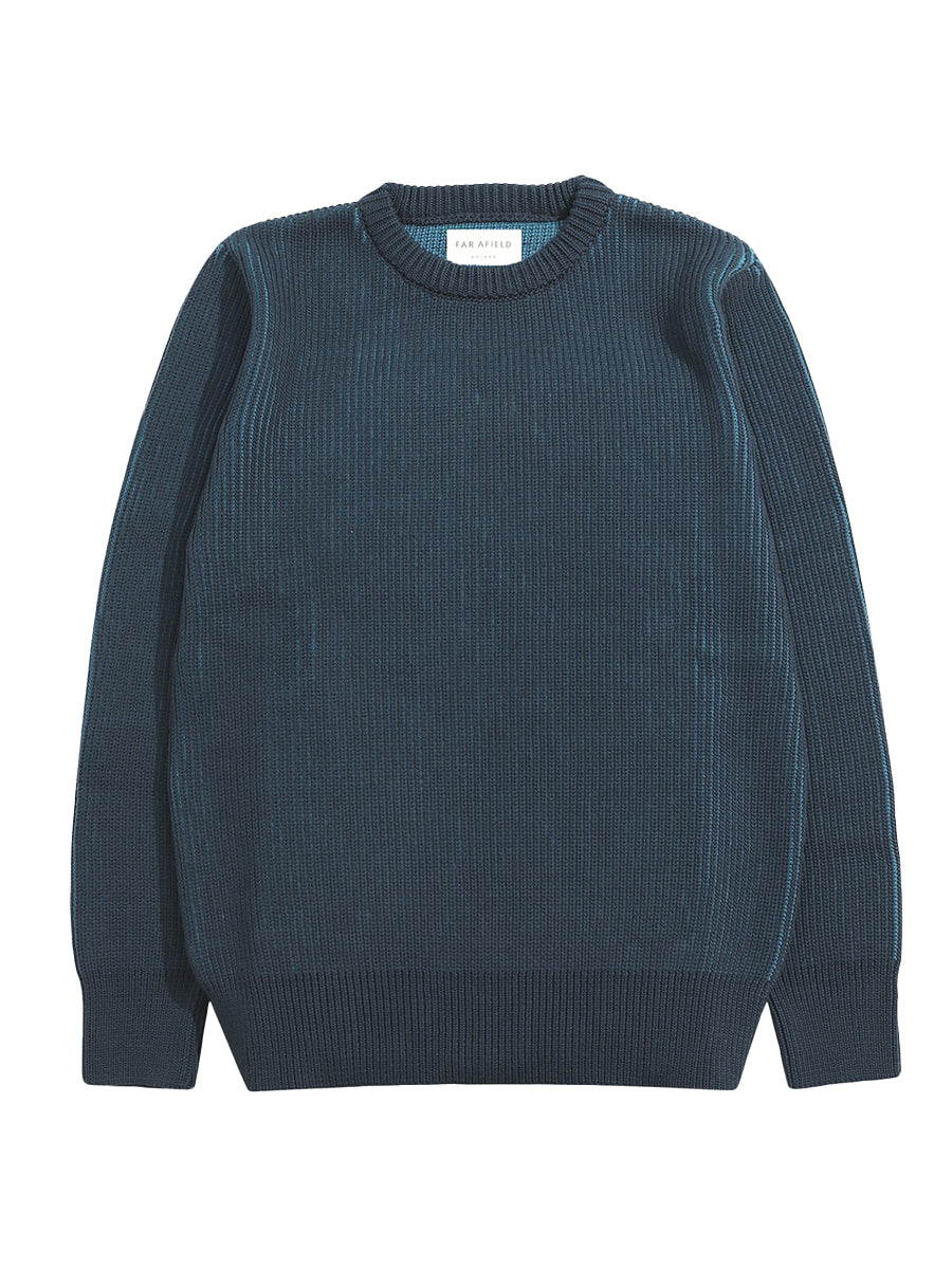 Hamish Ribbed Knit Sweater - Navy & Blue