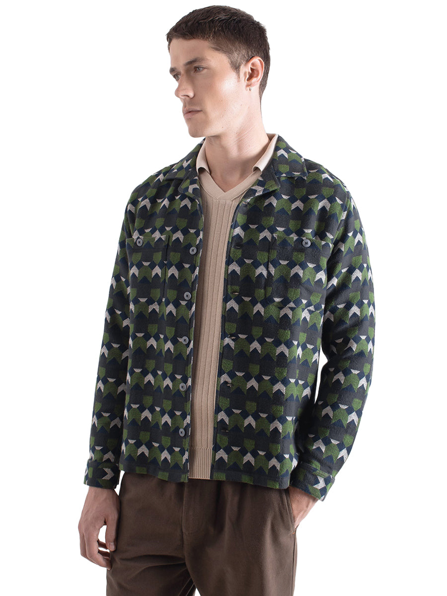 Hiro Jacquard Overshirt Jacket - Arrows