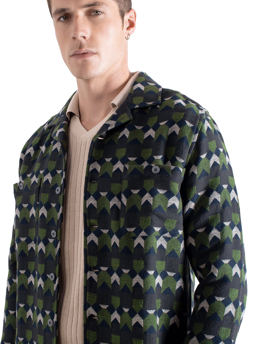 Hiro Jacquard Overshirt Jacket - Arrows