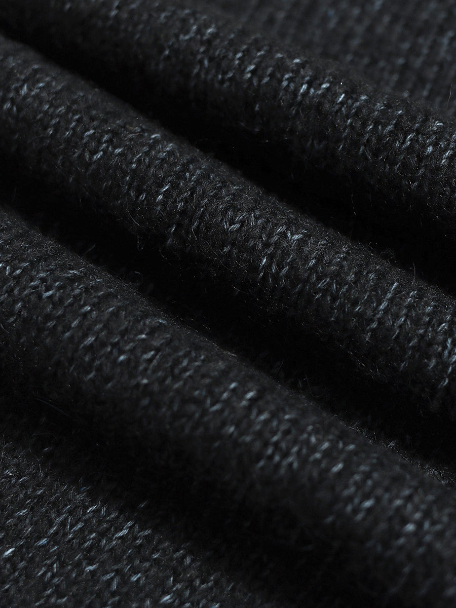 Kier Long Sleeve Knit Polo - Dark Grey Fleck