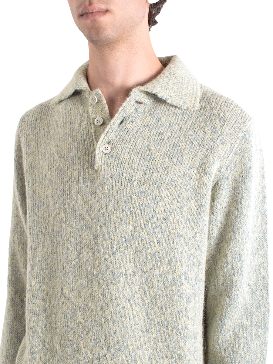 Kier Long Sleeve Knit Polo - Stone Fleck