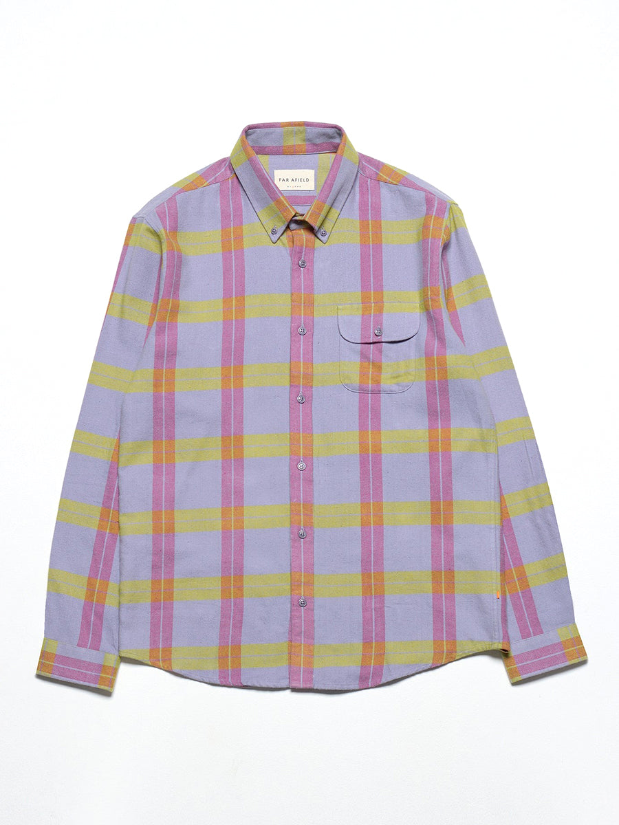 Larry Long Sleeve Shirt - Silver Blue Check