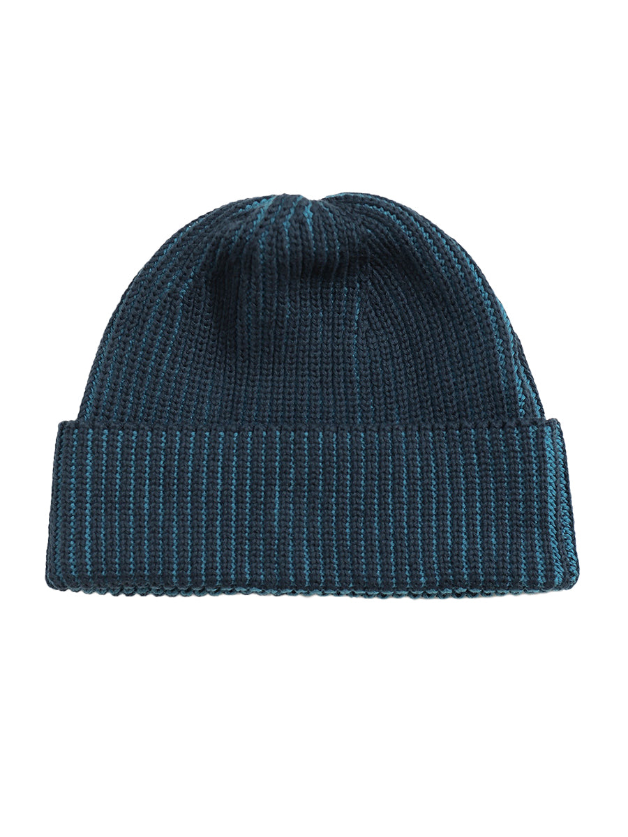 Ribbed Knit Beanie - Navy & Blue