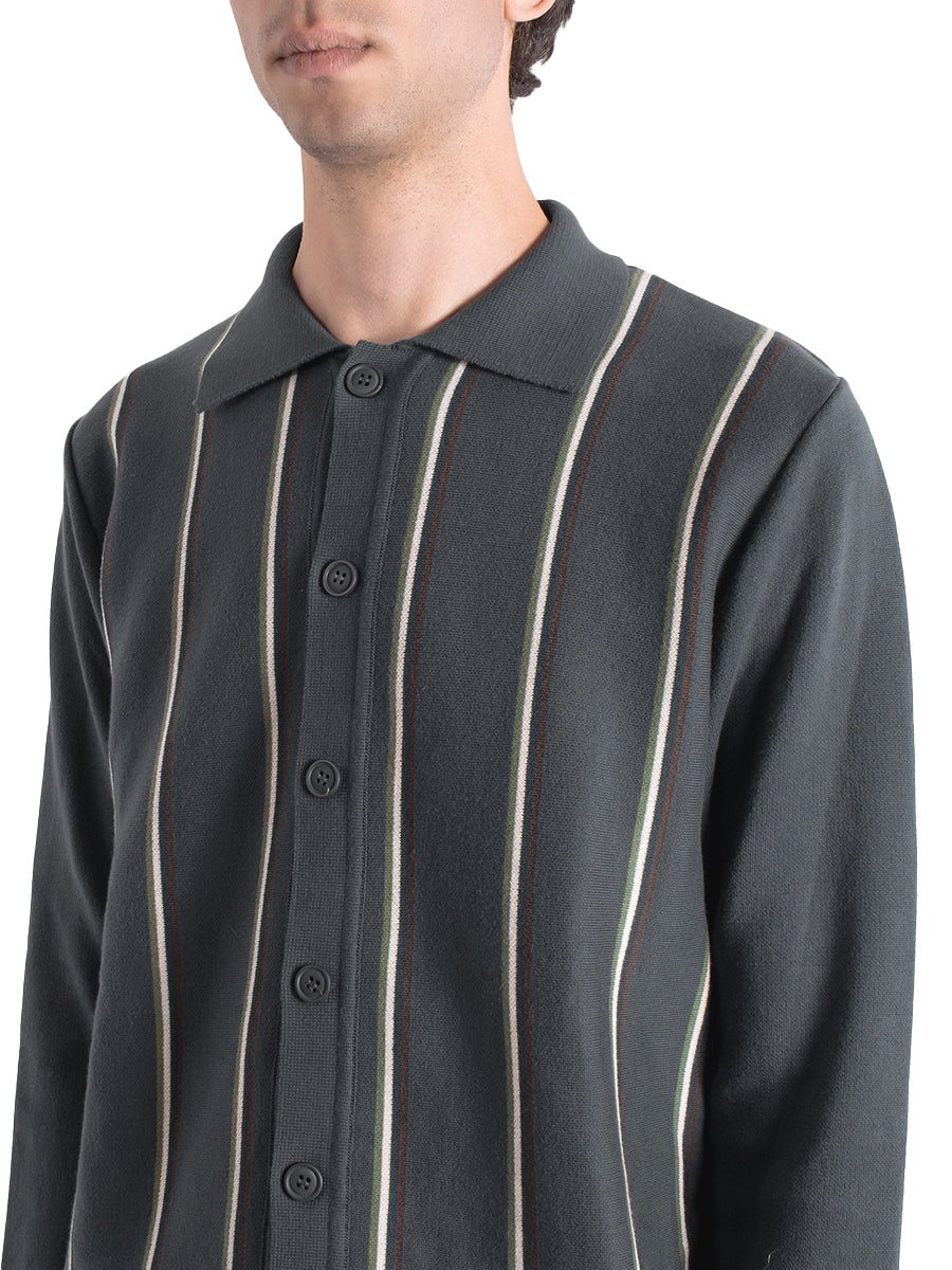 Zigged Cardigan - Grey Kuki Stripe