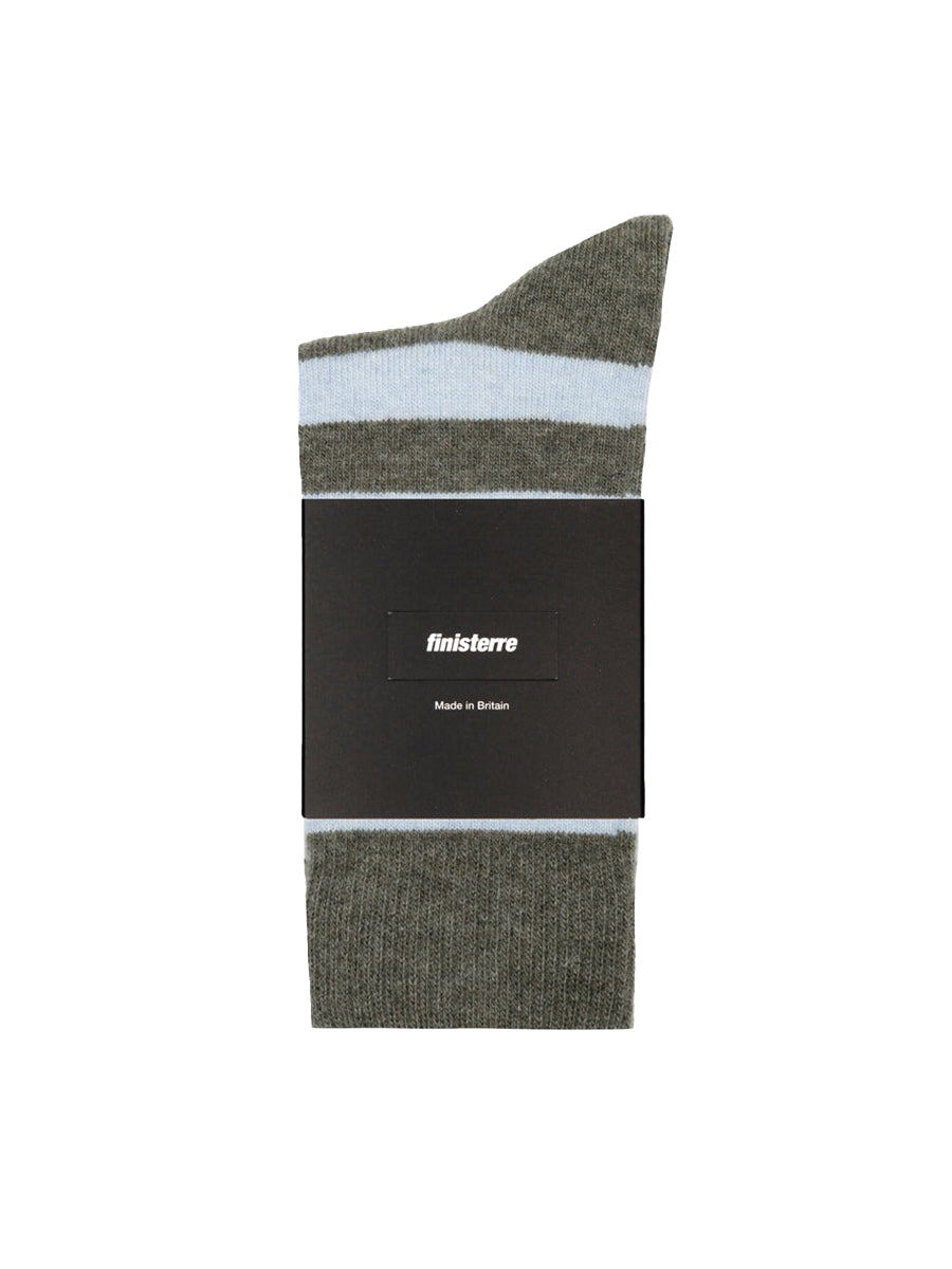 Classic Socks with Blue Toe - Olive & Winter Sky