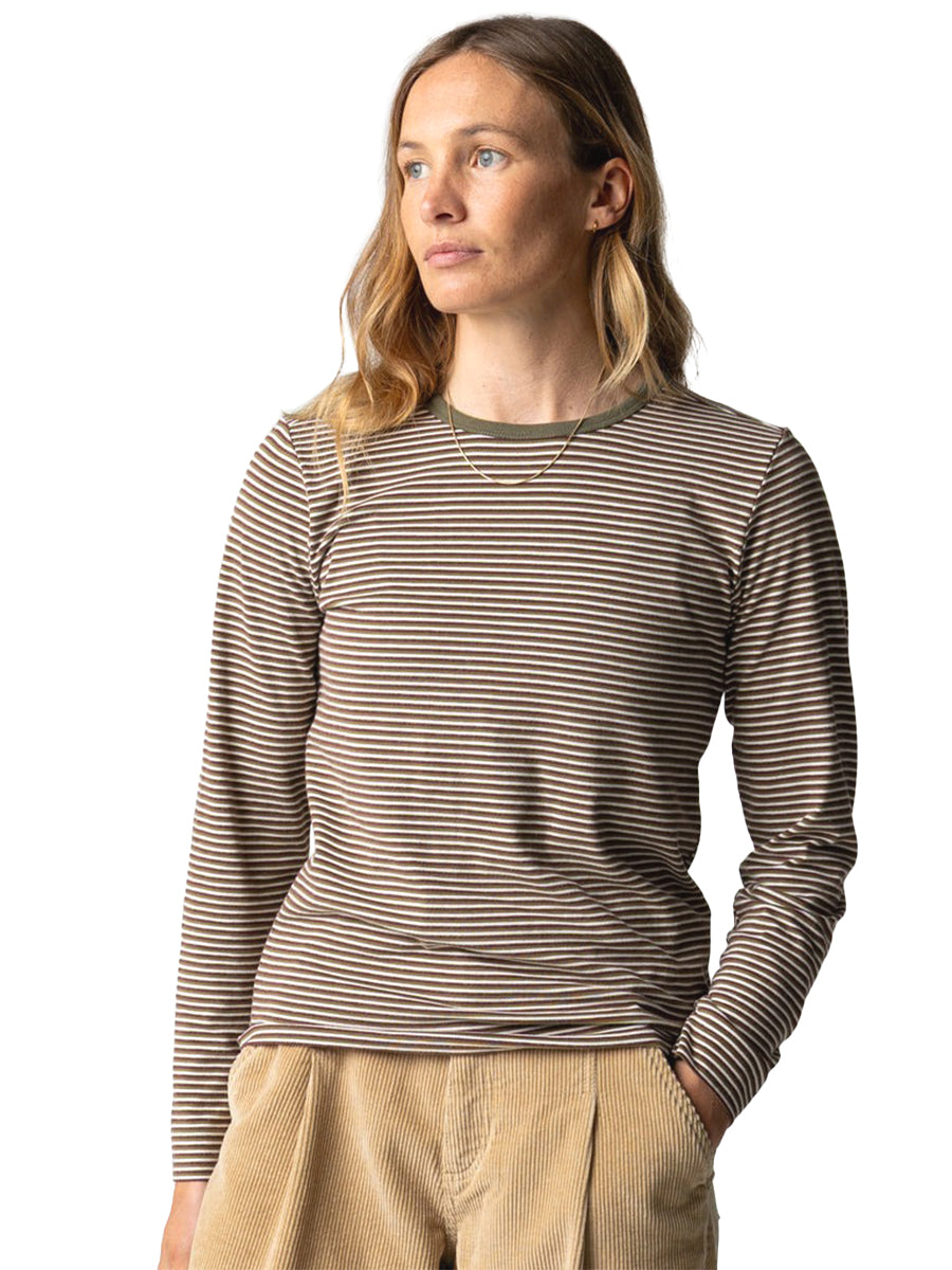 Eldon Long Sleeve Stripe Tee - Seagrass & Plum