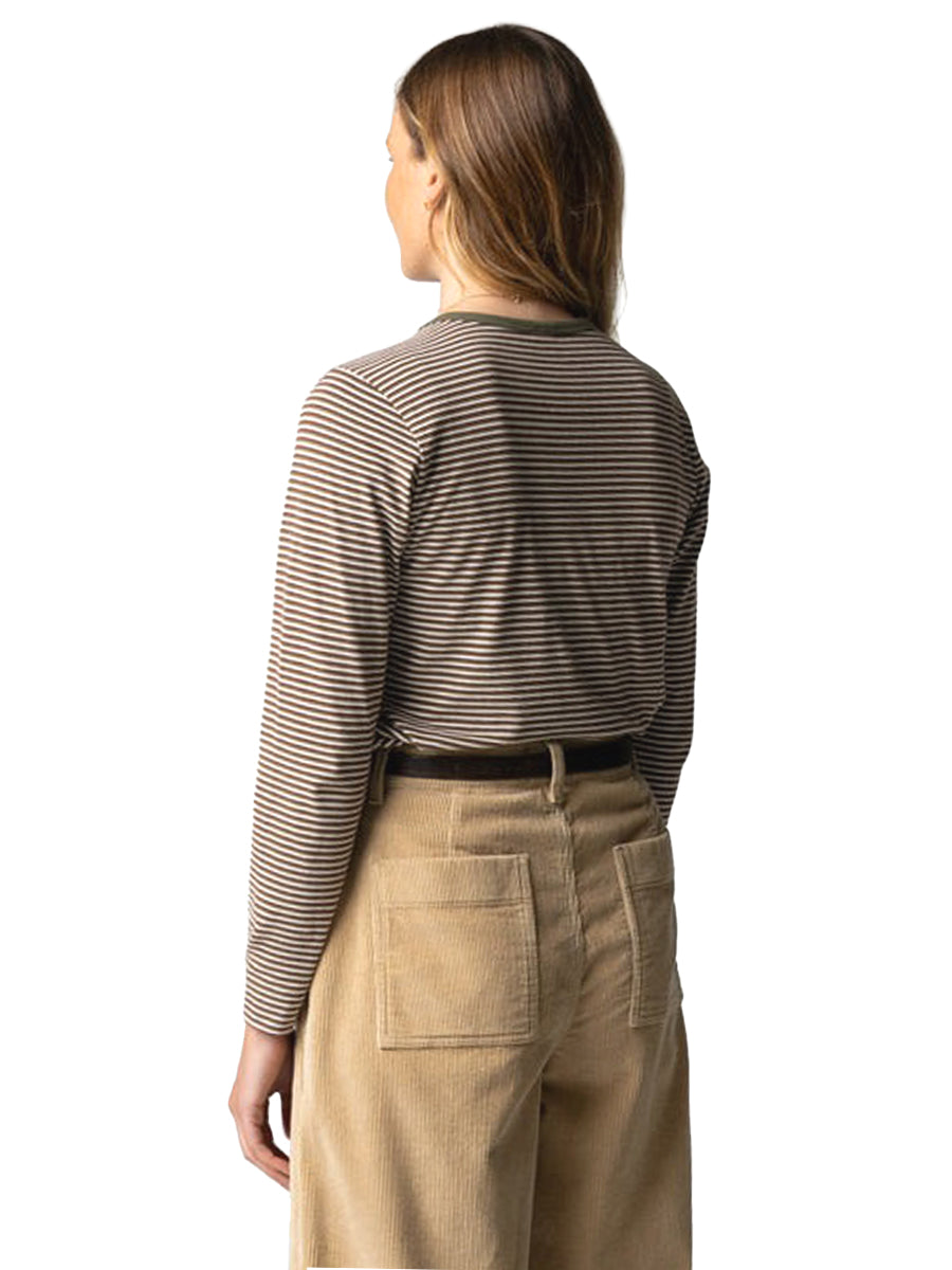 Eldon Long Sleeve Stripe Tee - Seagrass & Plum