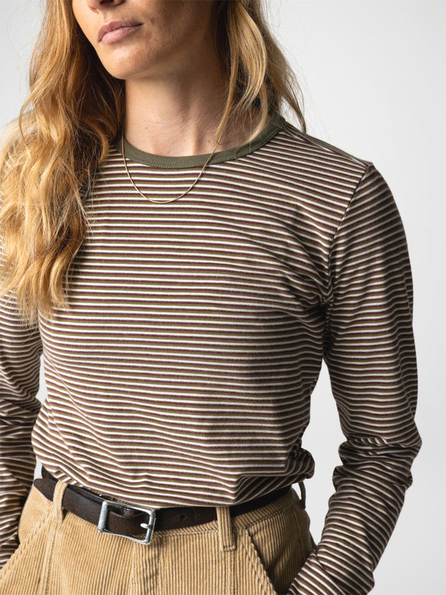 Eldon Long Sleeve Stripe Tee - Seagrass & Plum