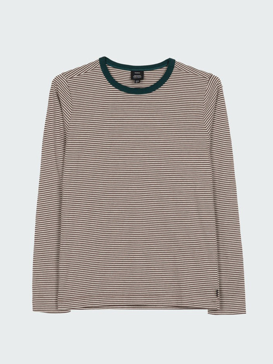Eldon Stripe Long Sleeve Tee - Burnt Heather, Ecru, & Dark Ocean