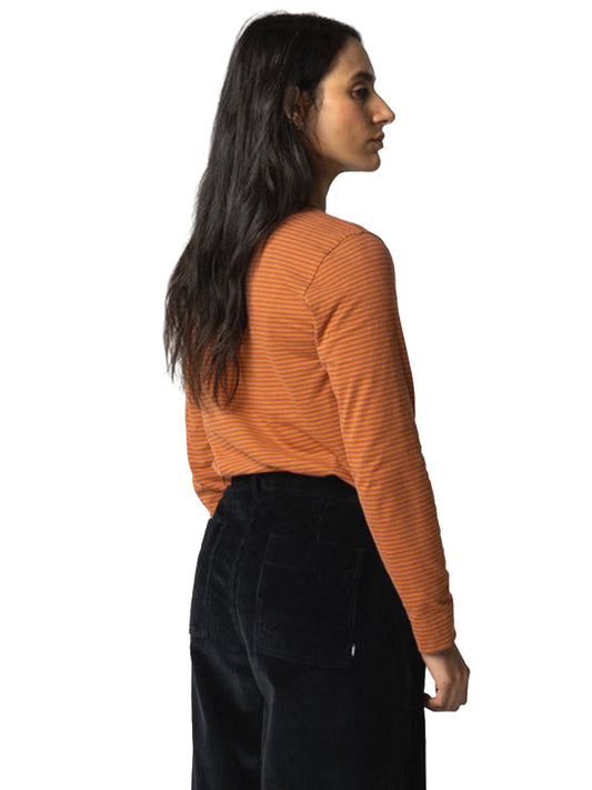 Eldon Stripe Long Sleeve Tee - Sierra, Red Oxide, Burnt Umber