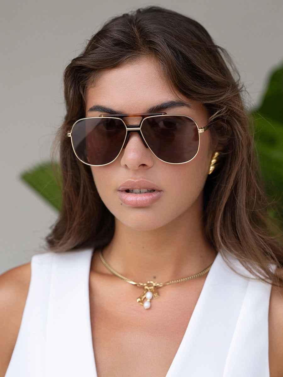 Logan Aviator Sunglasses - Dark Brown