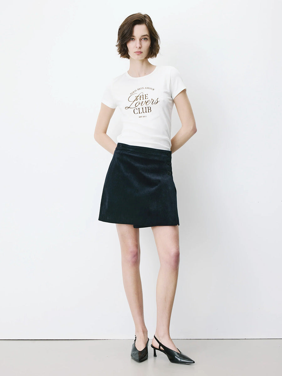 Adele Corduroy Wrap Mini Skirt - Marine
