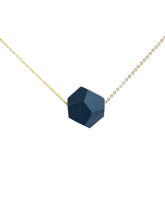Petite Faceted Porcelain Necklace - Dark Teal