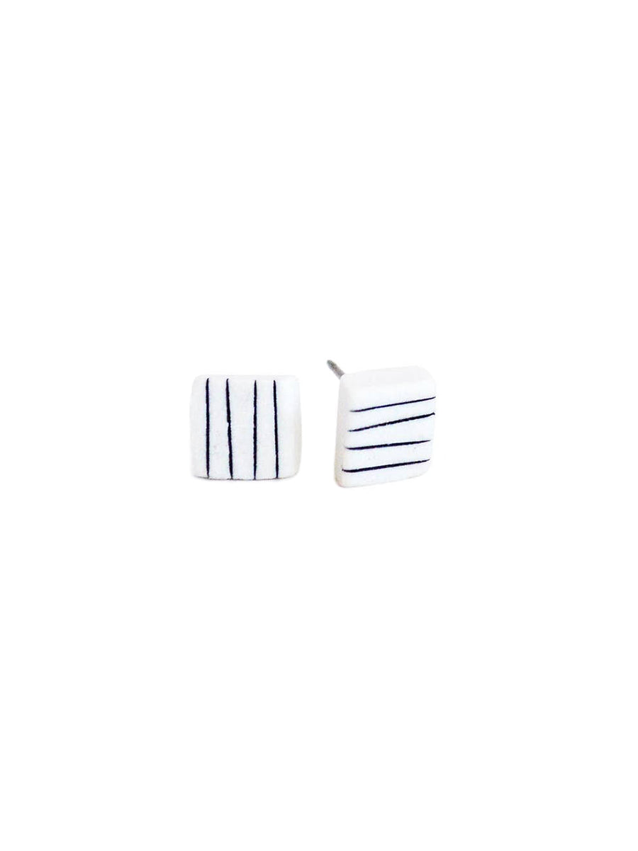 Pinstripe Square Studs
