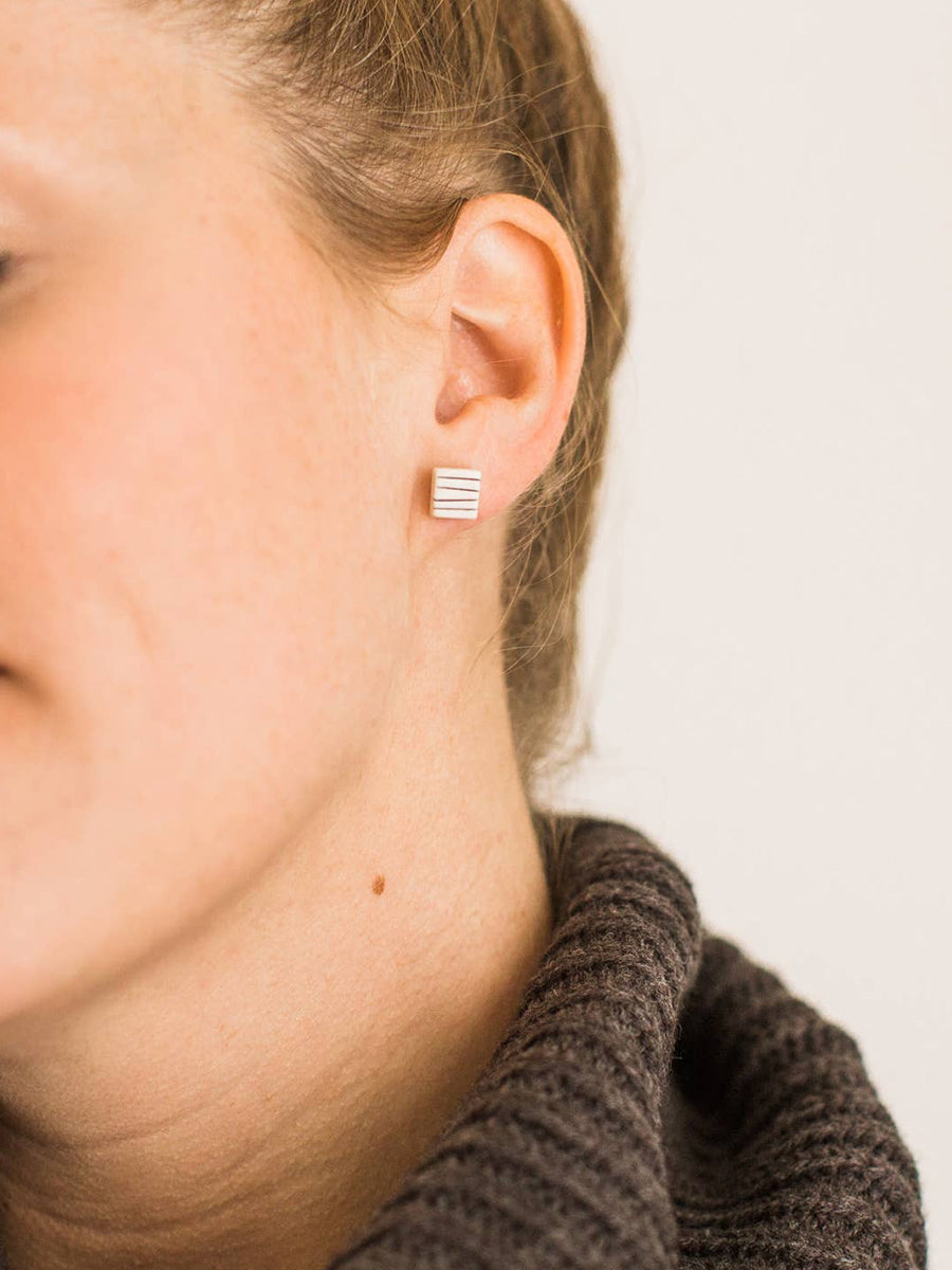 Pinstripe Square Studs