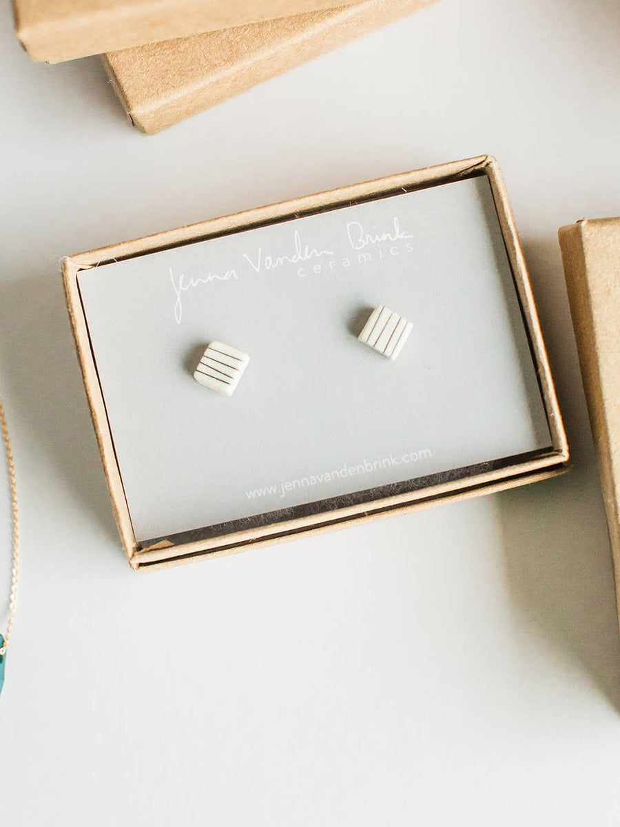 Pinstripe Square Studs