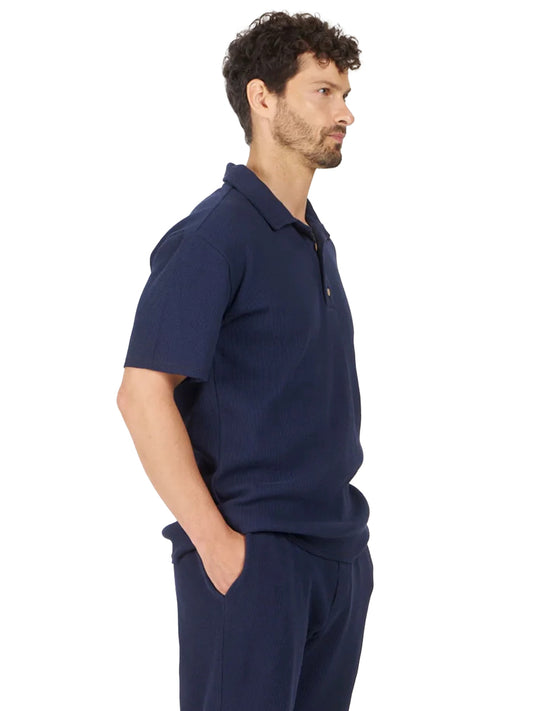 Iver Ribbed Polo - Navy