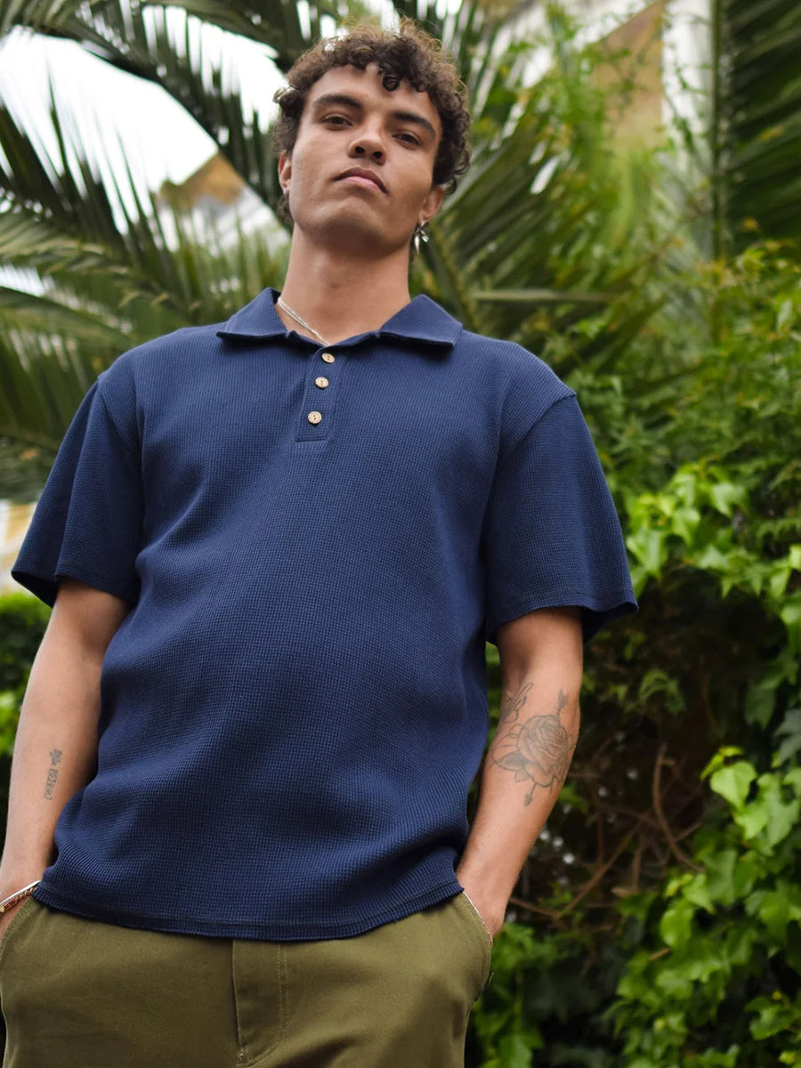 Iver Ribbed Polo - Navy