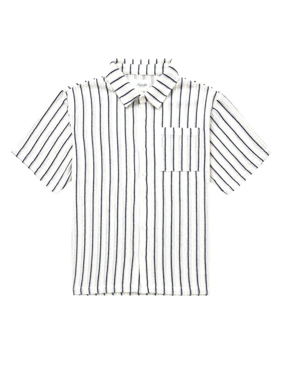 Crochet Stripe Shirt - White & Black