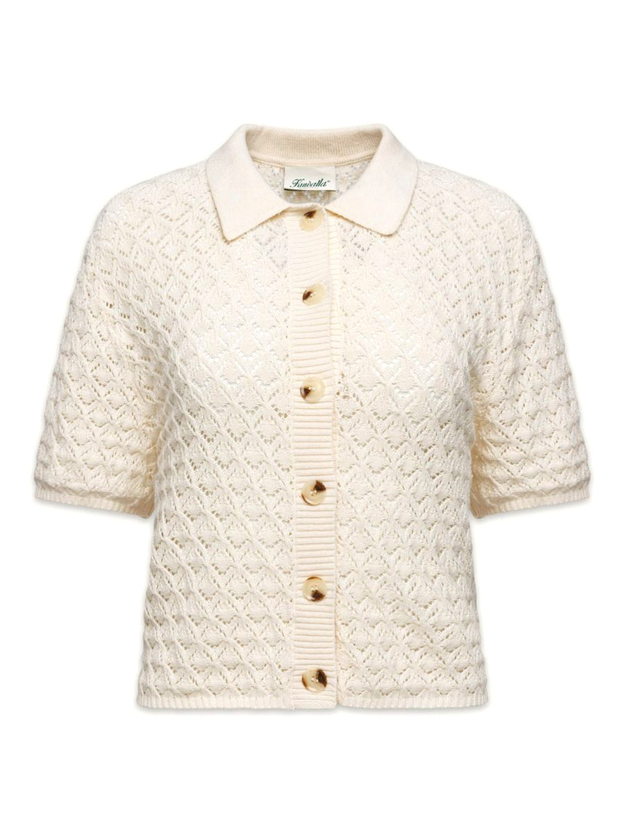 Monica Knit Beach Buttonup - Cream