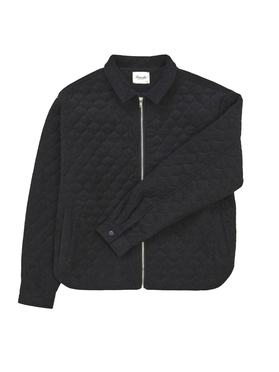 Quilted Corduroy Shacket - Black