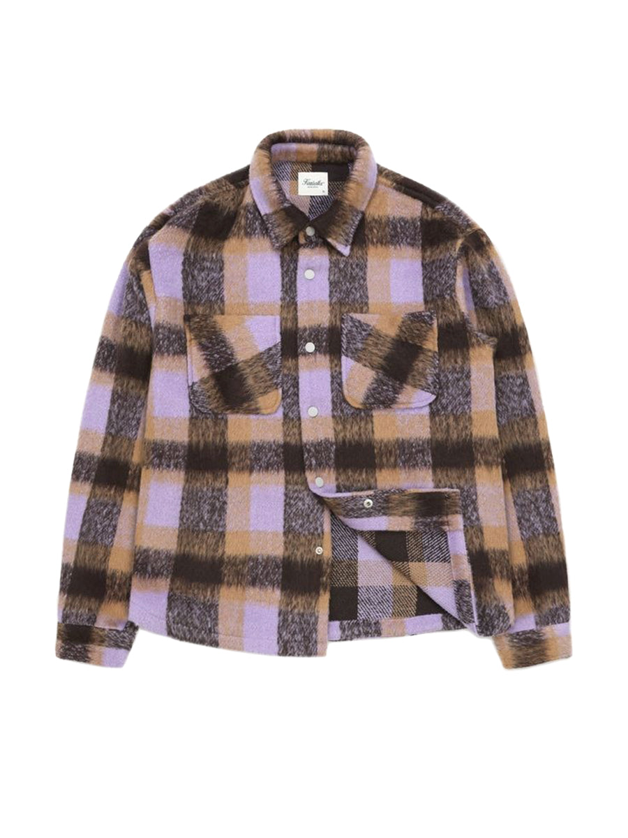 Snap Plaid Overshirt - Purple