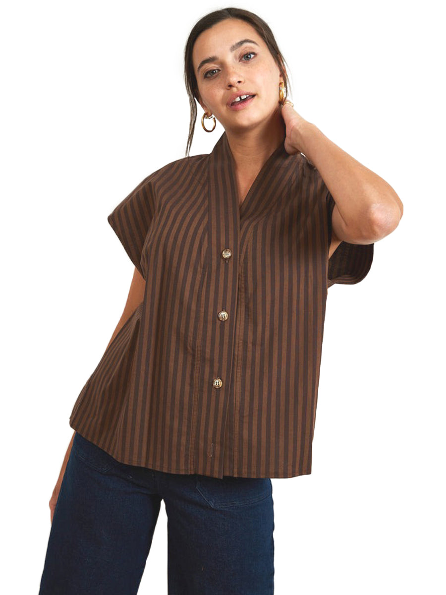 Sienna Top - Brown Stripe