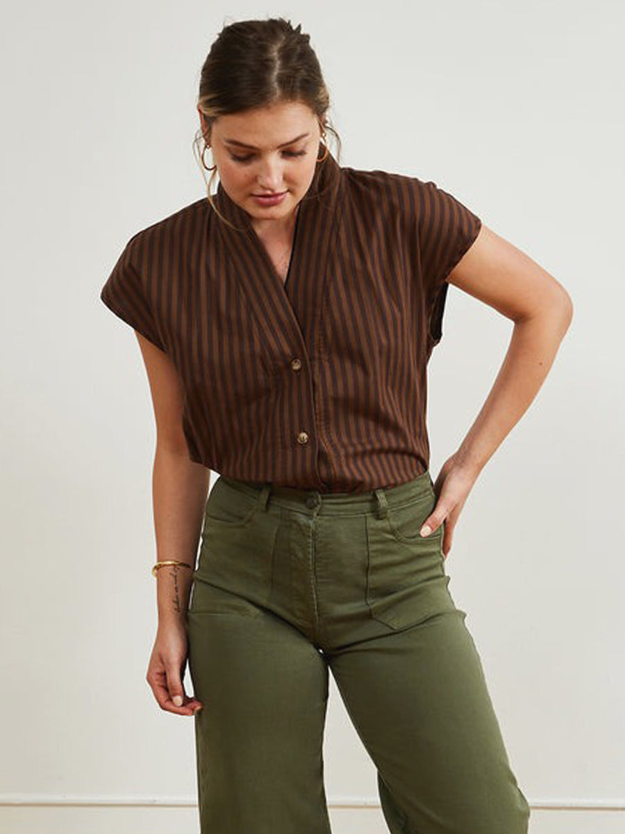 Sienna Top - Brown Stripe