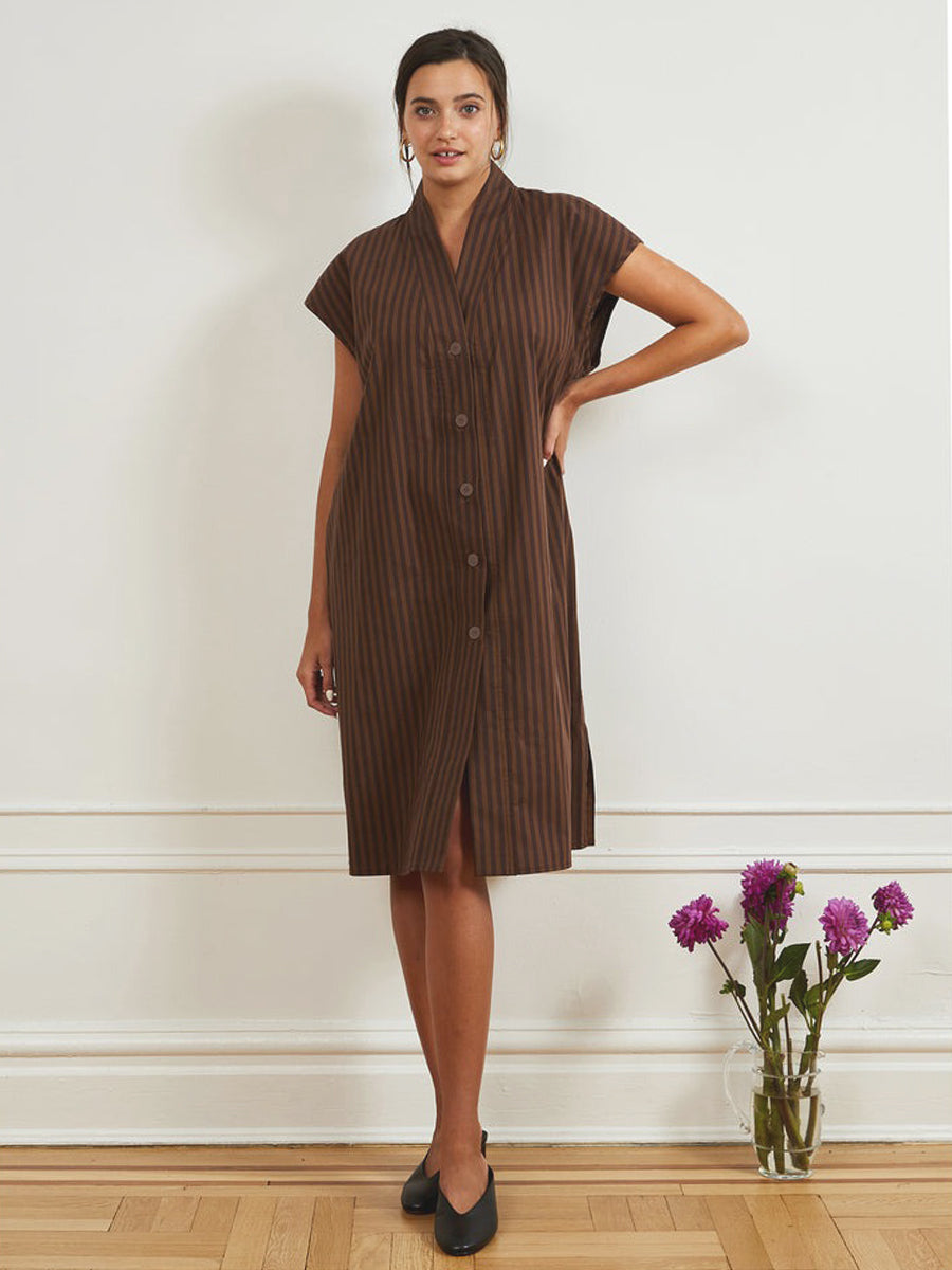 Tina Dress - Brown Stripe