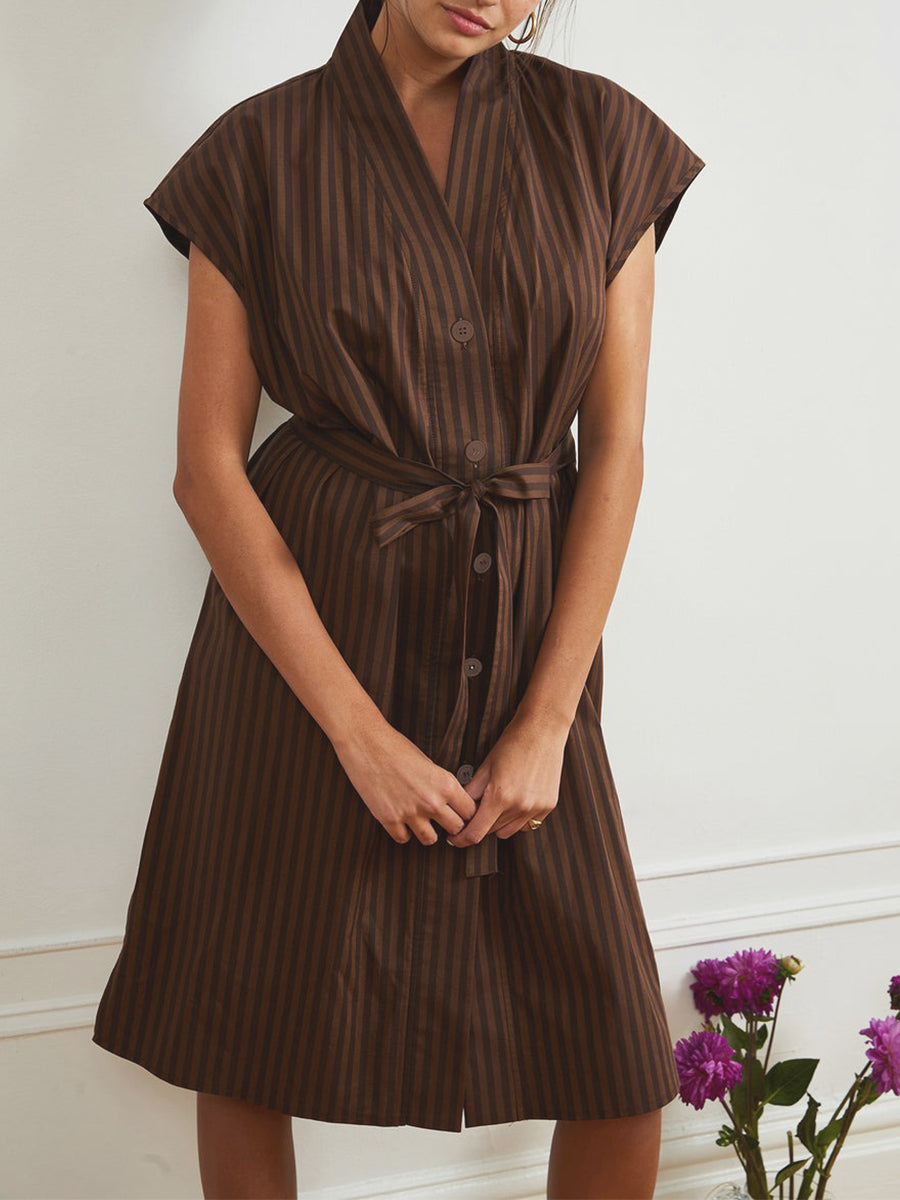 Tina Dress - Brown Stripe
