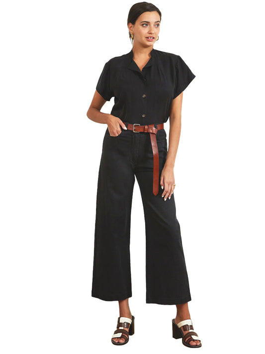 Toni Wide-Leg Ankle Pants - Black
