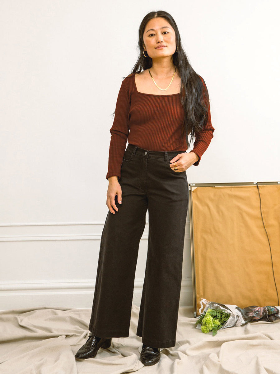 Toni Wide-Leg Ankle Pants - Black