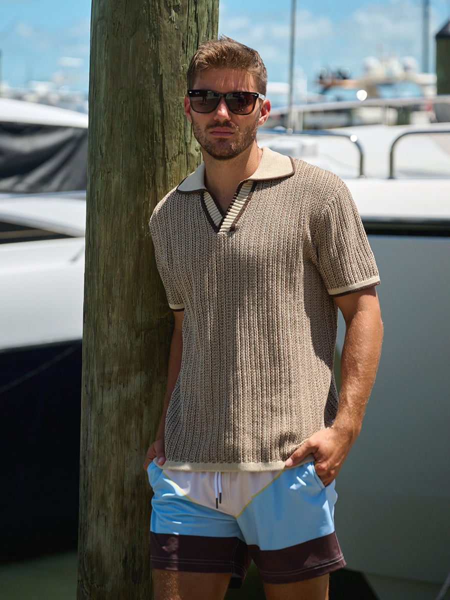 Chocolate Marled Knit Polo