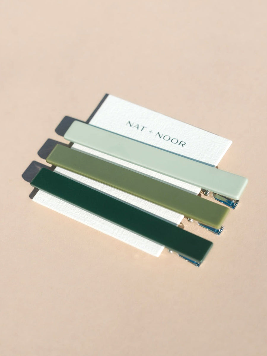 Evie Hair Clips - Greens