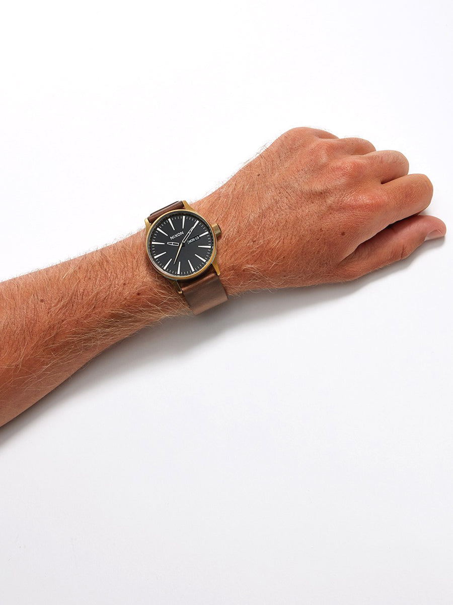 Sentry Leather Watch - Gold & Black