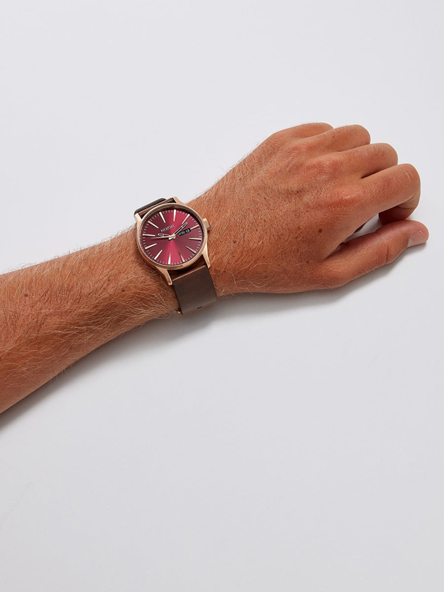 Sentry Leather Watch - Rose Gold & Gunmetal