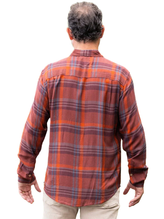 Autumn Spice Long Sleeve Shirt - Cinnamon & Blue Plaid