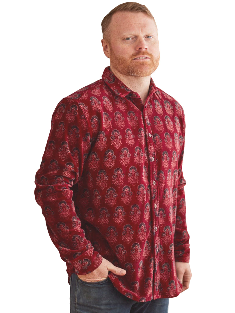 Fine Wine Velvet Shirt - Red