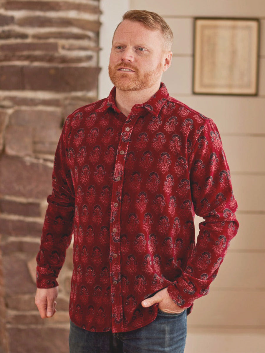 Fine Wine Velvet Shirt - Red