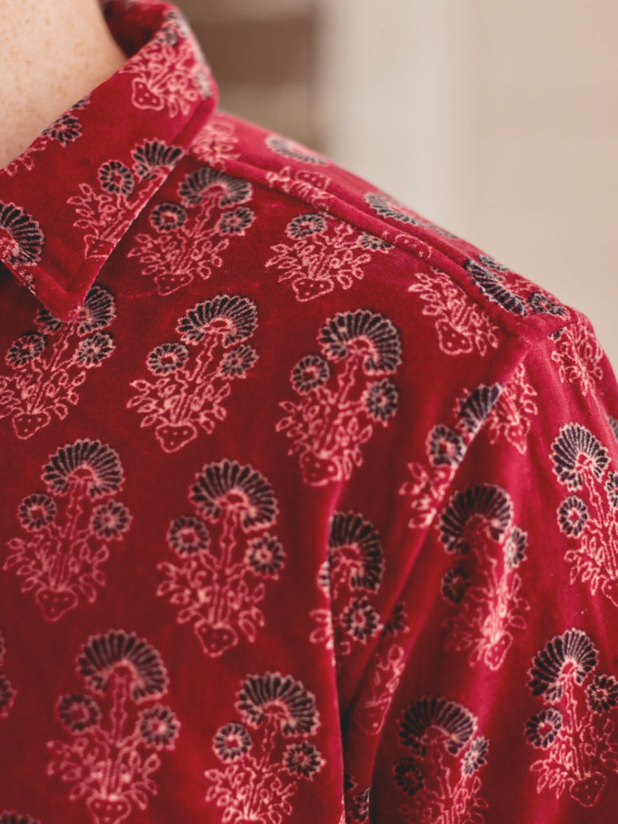 Fine Wine Velvet Shirt - Red