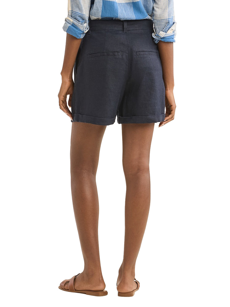 Birch Bay Linen Shorts  - Navy