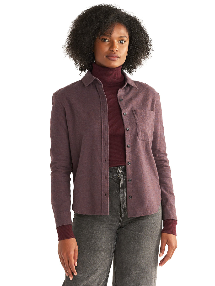 Boyfriend Flannel Shirt - Raisin Heather