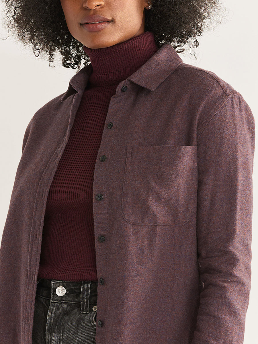 Boyfriend Flannel Shirt - Raisin Heather