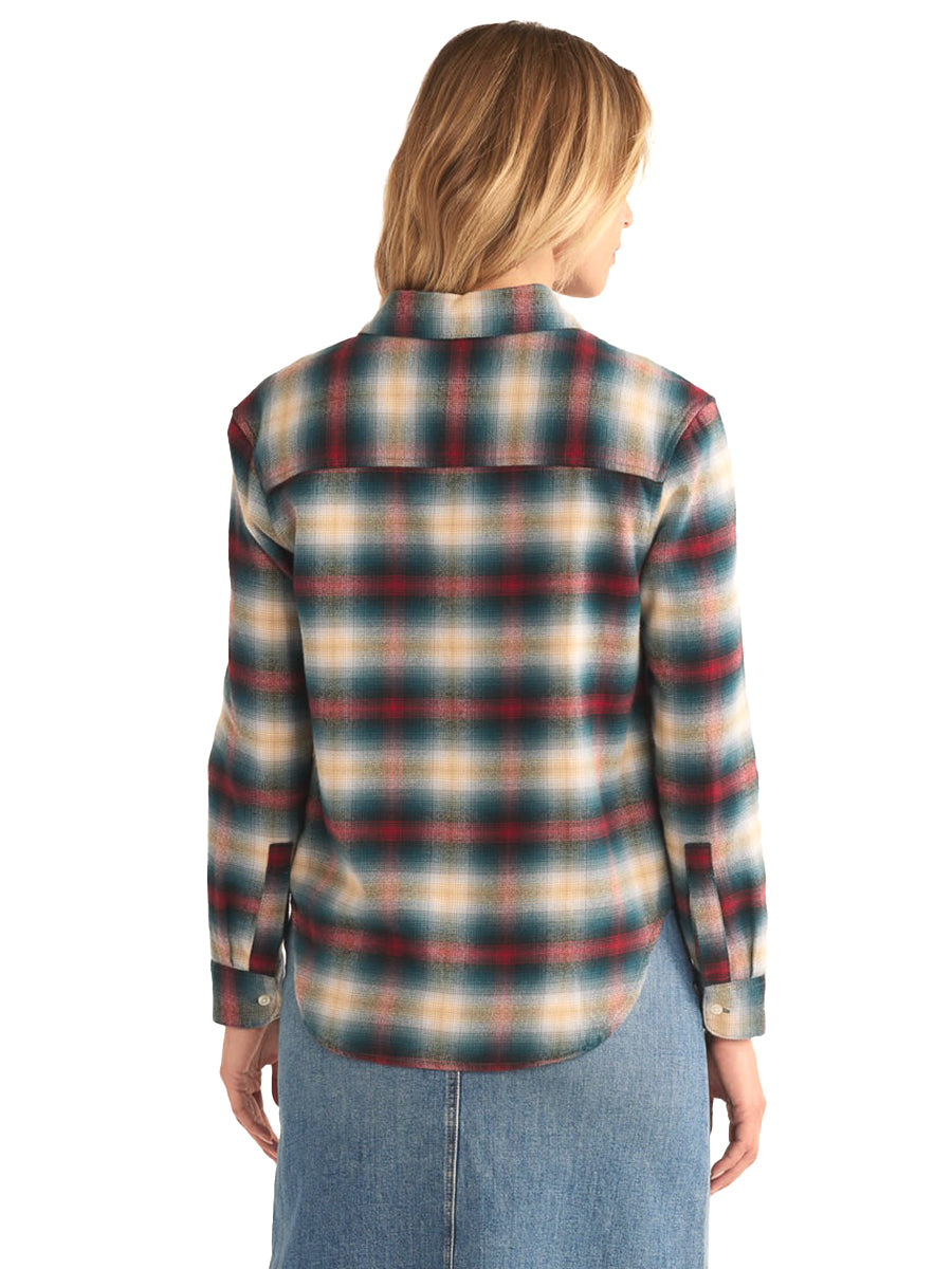 Boyfriend Flannel Shirt - Blue & Red Geranium