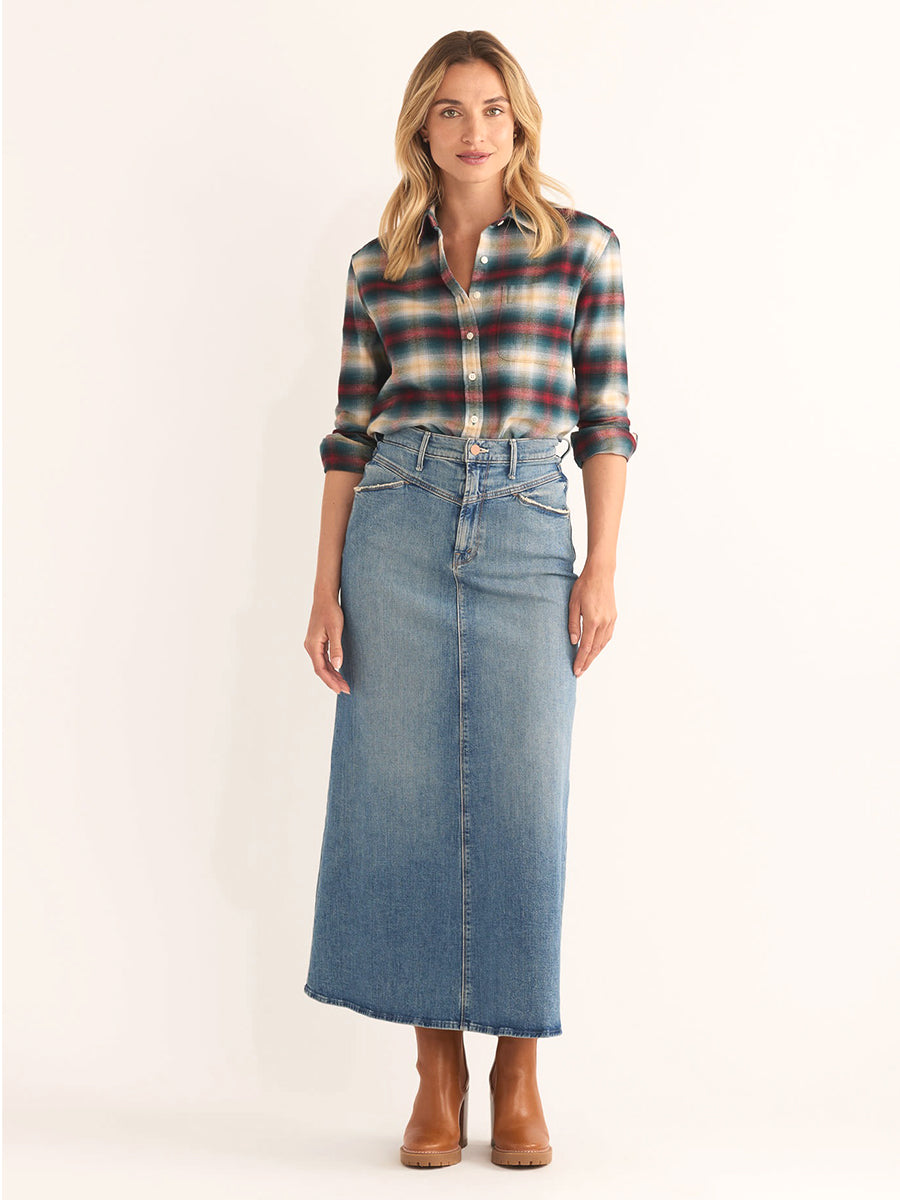Boyfriend Flannel Shirt - Blue & Red Geranium