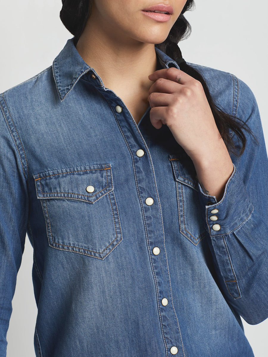 Chambray Gambler Shirt - Medium Blue