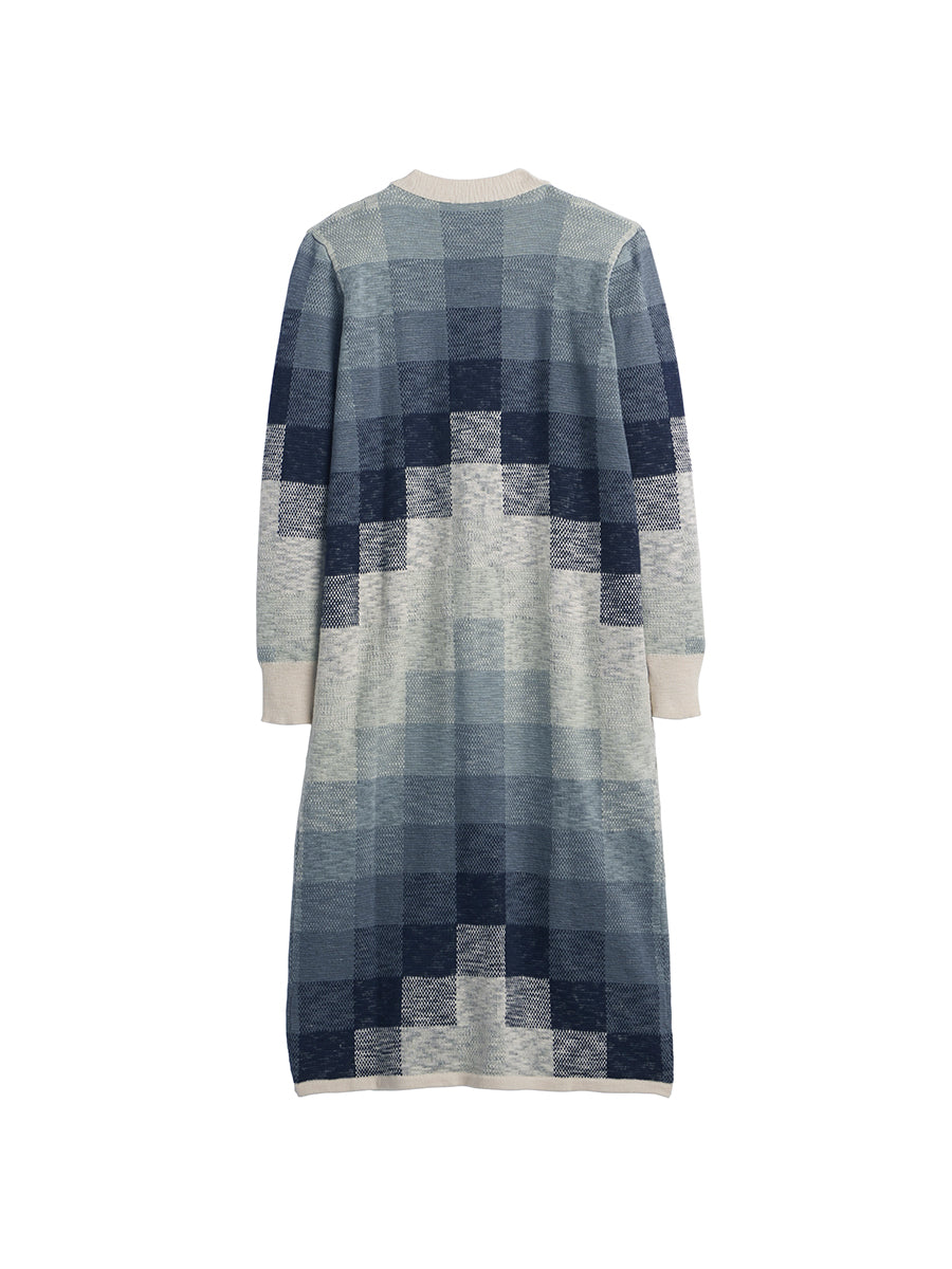 Cotton Duster Sweater - Navy & Ivory Multi