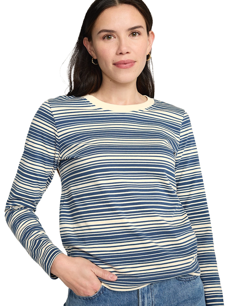Deschutes Crew Neck Long Sleeve Tee - Blue Stripe