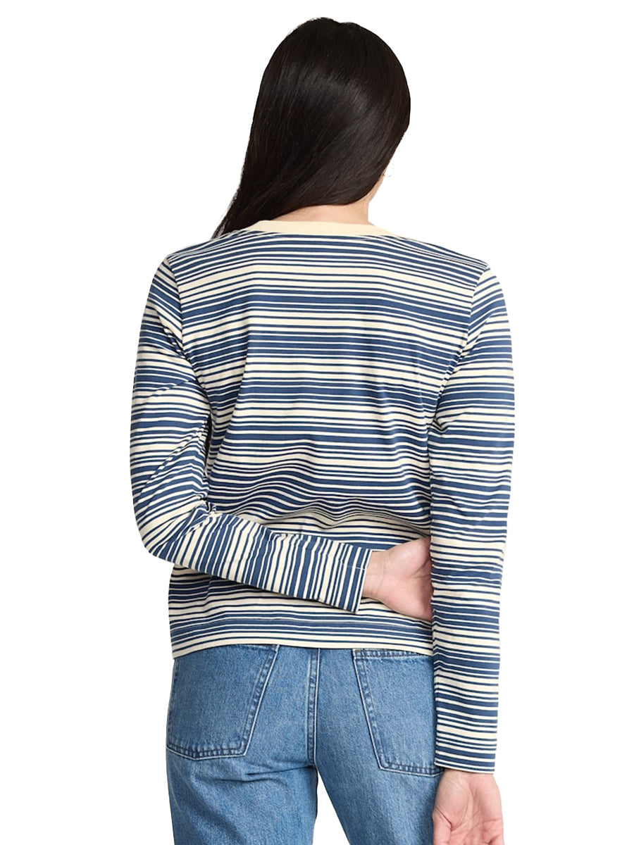Deschutes Crew Neck Long Sleeve Tee - Blue Stripe